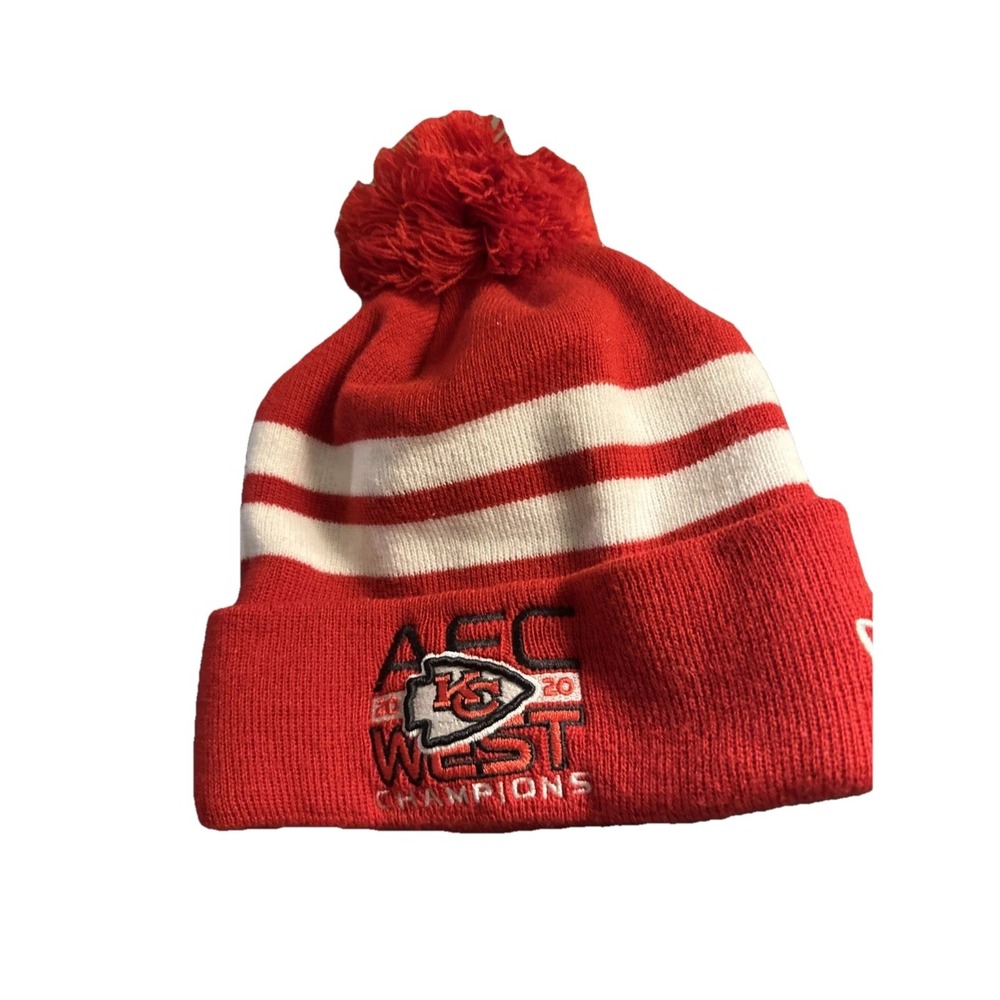 Kansas City Chiefs KC Pom Knit‎ Logo Beanie Cap Hat Football New Era Unisex 2020